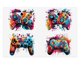 Game Controller Sticker Sheets Gift For Him Gifts For Gamer Stickers For Video Game Lovers Colorful Gamer Controller Water Resistant Vinyl