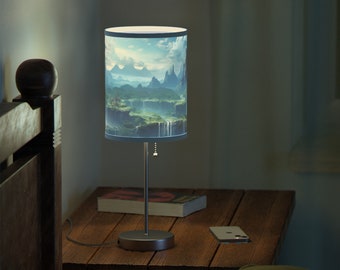 Fantasy landscape Lamp on a Stand Beautiful Waterfall Mystical Forest Home Decor Night Stand Lamp US|CA plug Mountain Scenic Landscape