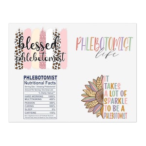 Phlebotomist Sticker Vel Bundel 5pcs 2 Maten 3 Soorten Holografische Transparante & Witte Sticker Phlebotomist Sticker Bundel Phlebotomist Gift