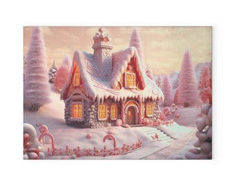 Christmas Gingerbread House Tempered Glass Cutting Board: Festive Kitchen Decor