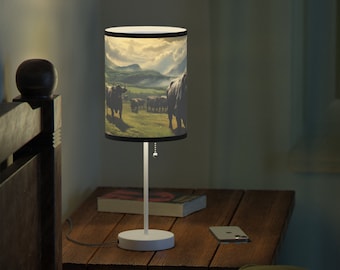 Cow Lamp on a Stand, US|CA plug Black Angus Farm House Home Decor Gift For Cow Lover Rustic Cabin Angus Cow Landscape Night Stand Farm Lamp