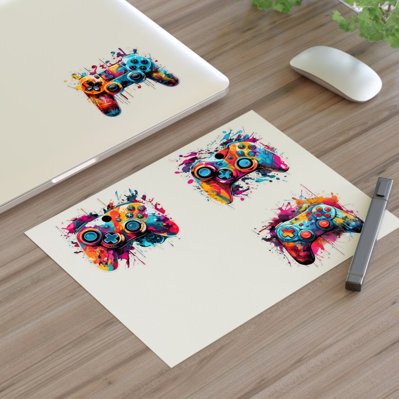 Game Controller Sticker Sheets Gift For Him Gifts For Gamer Stickers For Video Game Lovers Colorful Gamer Controller Water Resistant Vinyl image 8