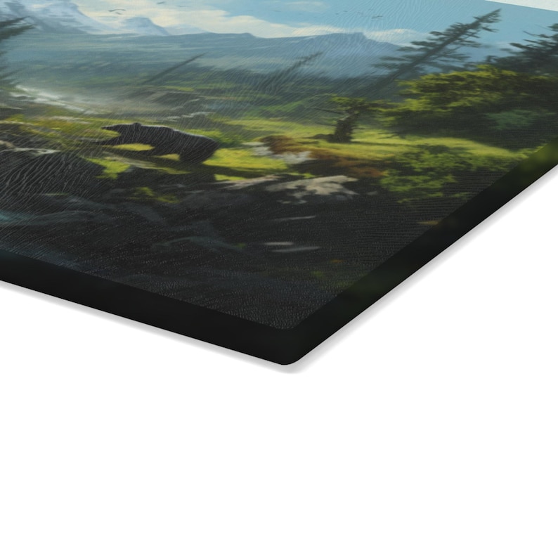 Glass Cutting Board Black bear cutting board Nature cutting board Gifts for hunters Gifts for him Black bear stuff Kitchen accessories image 7