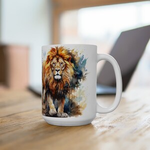 Ceramic Mug 15oz, Coffee Cup, Coffee Stuff, Lion, King of The Jungle, Colorful, Nature, Gift Ideas, Christmas Gift