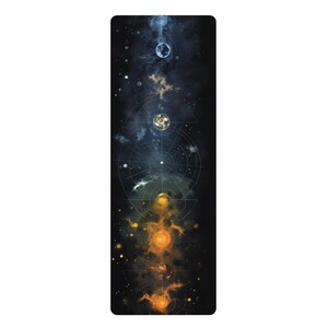 Esterilla de yoga de goma, esterilla de yoga de goma, esterilla de yoga con constelaciones, mapa del sistema solar, regalos para amantes del yoga, artículos de yoga, regalos para él, regalos para ella
