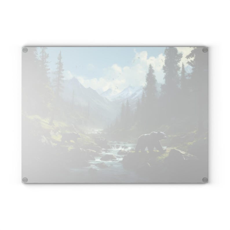 Glass Cutting Board Black bear cutting board Nature cutting board Gifts for hunters Gifts for him Black bear stuff Kitchen accessories image 6