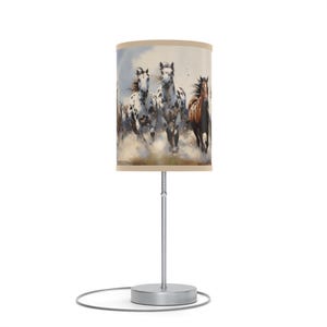 Horse Running Lamp on a Stand, US|CA plug Horse Landscape Scene Gift For Horse Lovers Rustic Home Decor Night Stand Lamp For Farmer Lamp