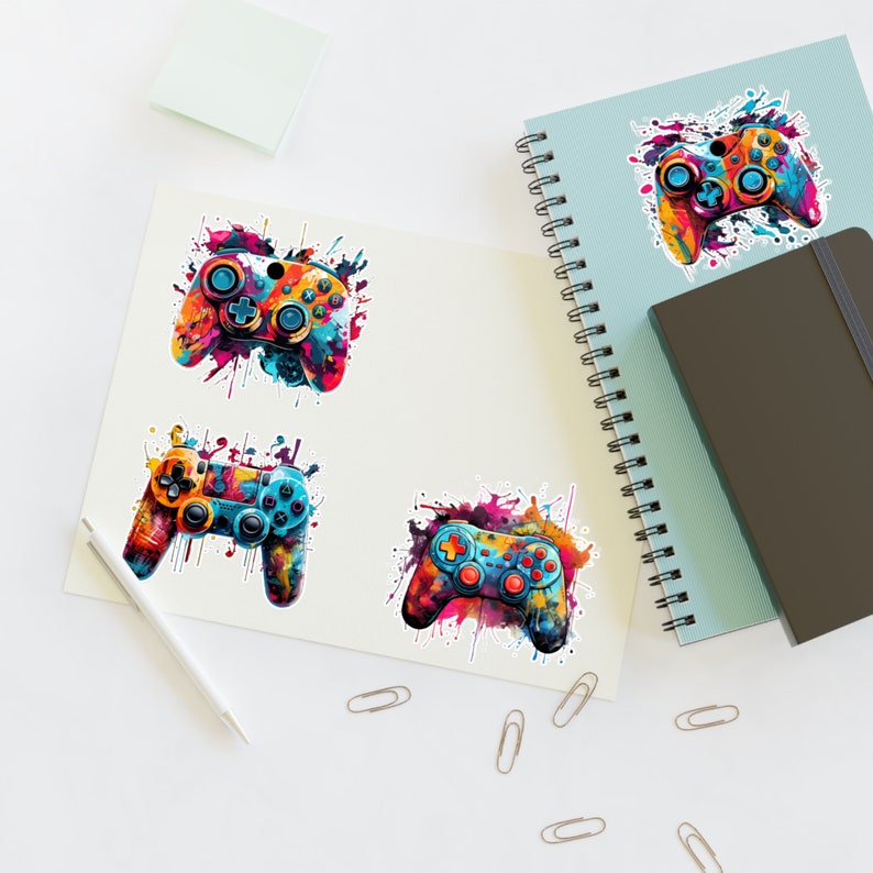 Game Controller Sticker Sheets Gift For Him Gifts For Gamer Stickers For Video Game Lovers Colorful Gamer Controller Water Resistant Vinyl image 6
