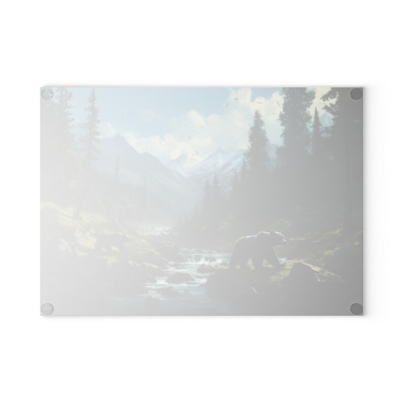 Glass Cutting Board Black bear cutting board Nature cutting board Gifts for hunters Gifts for him Black bear stuff Kitchen accessories image 3