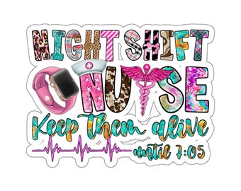 Kiss-Cut Stickers, Nurse, Nursing, Nurse Stickers, Night shift, Colorful, Colorful Stickers