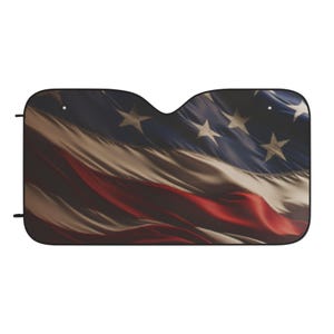 American Flag Car Sun Shade Gift For Car Guy Gift For Car Girl Flag Sun Shade For Car Wavy Flag Shade Car Enthusiasts Gift For Car Lovers