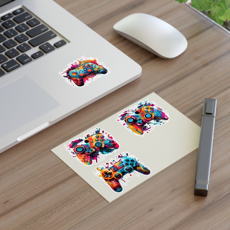 Game Controller Sticker Sheets Gift For Him Gifts For Gamer Stickers For Video Game Lovers Colorful Gamer Controller Water Resistant Vinyl image 3
