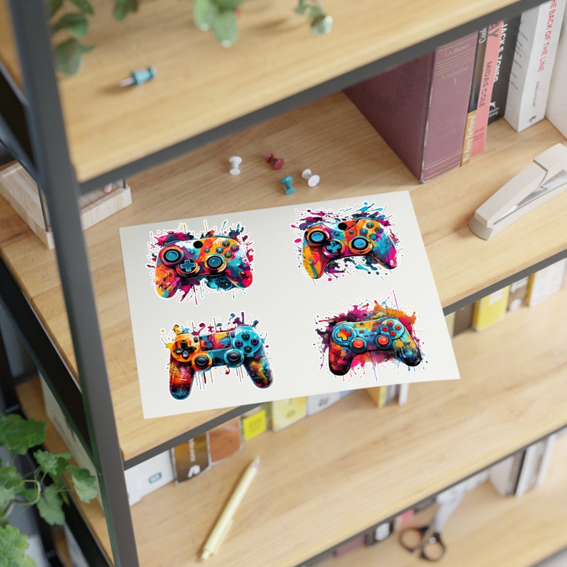 Game Controller Sticker Sheets Gift For Him Gifts For Gamer Stickers For Video Game Lovers Colorful Gamer Controller Water Resistant Vinyl image 4