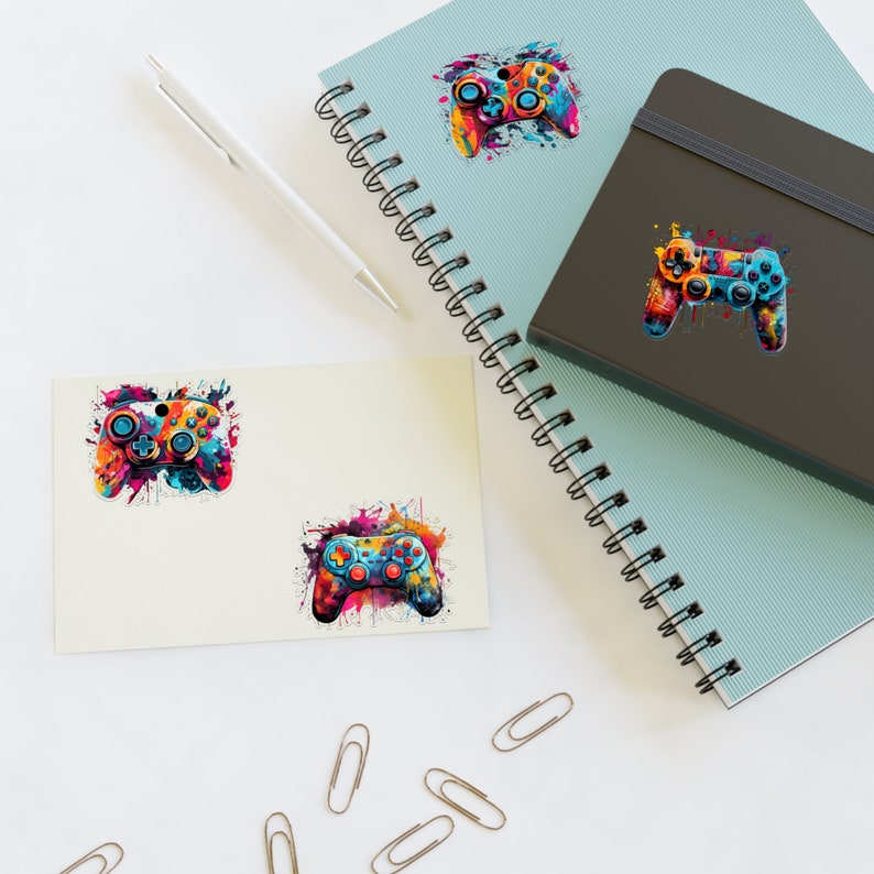 Game Controller Sticker Sheets Gift For Him Gifts For Gamer Stickers For Video Game Lovers Colorful Gamer Controller Water Resistant Vinyl image 7