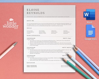 Plantilla de CV profesional ATS para Word y Google Docs: CV moderno, descarga instantánea