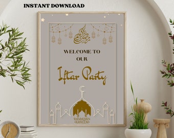 Instant Download Ramadan Iftar Party Welcome Sign, Iftar Celebration Decoration, Ramadan Mubarak Sign, Ramadan Iftar Party Celebration