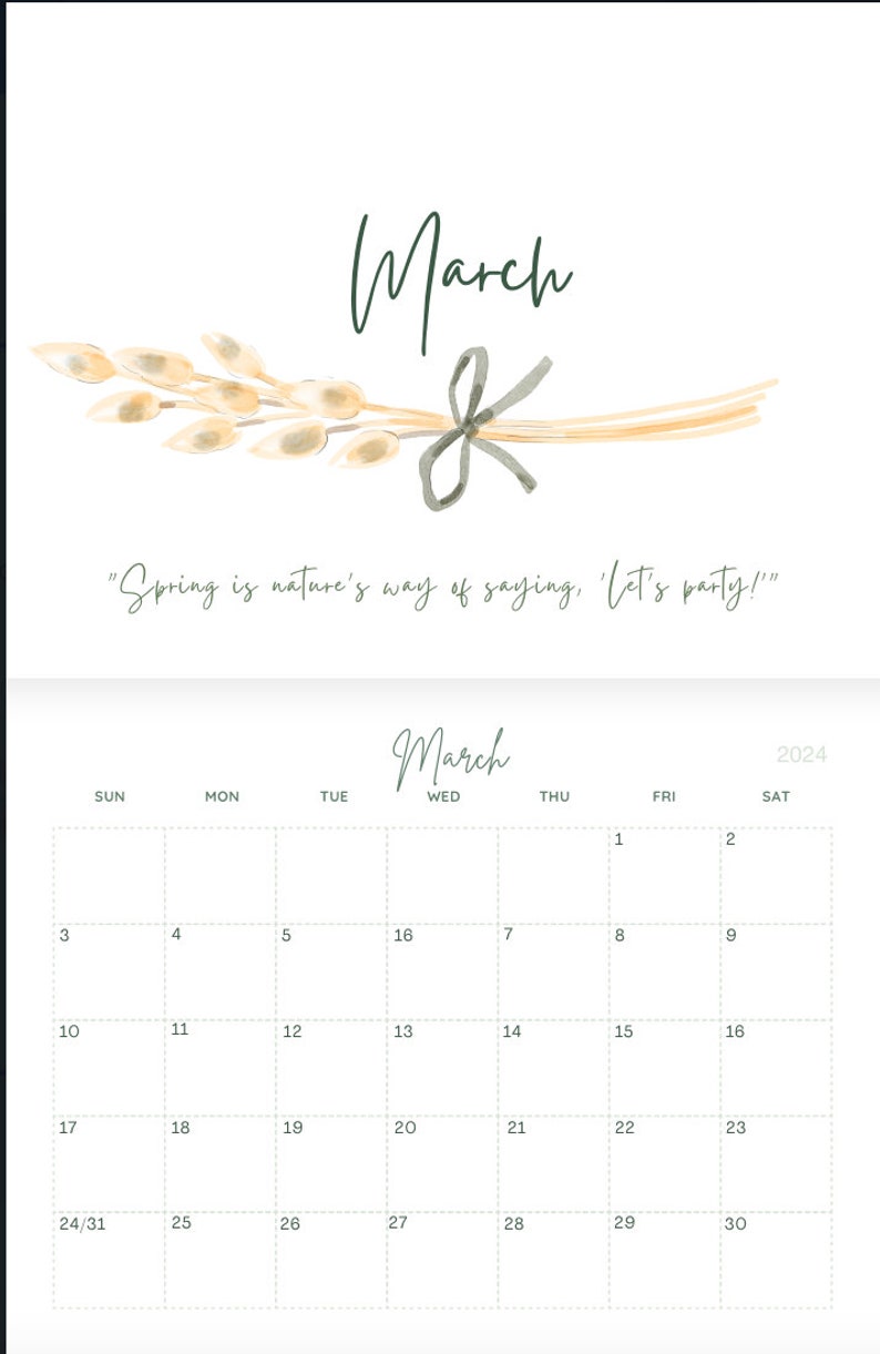 Printable Calendar 2024 Desk Calendar PDF Download Planner Etsy