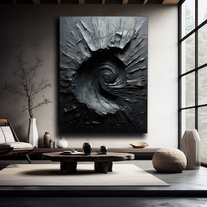 Black Textured Wall Art, Textured Prints, Black Wall Art, Black Painting, Textile Wall Art, Minimalist, Modern Wall Art, Plaster Wall Print