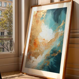 カラフルな抽象画、テクスチャプリント、ゴールドブルーの装飾、モダン抽象画、高級ウォールアート、印刷可能なアート、デジタルダウンロード