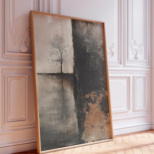 Minimalist Tree Art Print: Black and White Landscape (Digital Download)