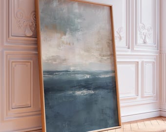 Abstract Ocean Print: Minimalist Blue Sea Landscape (Digital Download