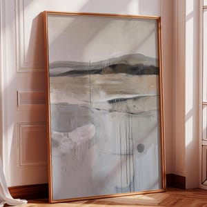 抽象的な風景、ミニマリストのモダンな壁アート、印刷可能なデジタルダウンロード、アースカラーの落ち着いたアート