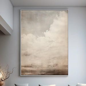 Beige Abstract Landscape Art Print: Minimalist Nordic Decor (Digital Download)