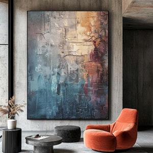 Abstrakte Strukturmalerei in Petrol und Gold: Moderne Wandkunst (Digitaler Download)