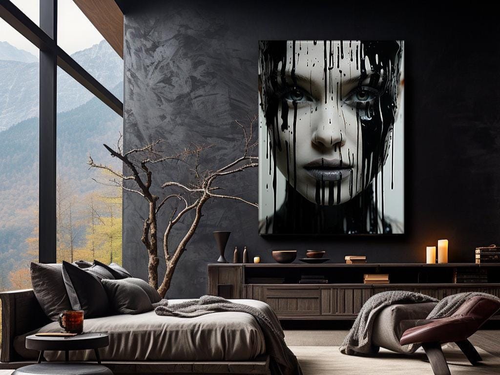 Minimalist Woman Portrait Art Print: Black and White Abstract Face ...