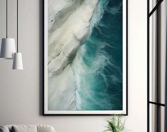 Coastal Waves Art Print: Aerial Ocean View (Digital Download)