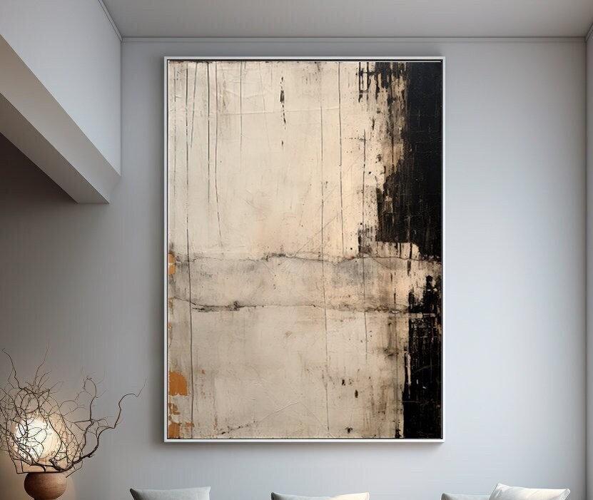 Beige Minimalist Painting | Abstract Black Art | Modern Wall Decor | Modern Wabi Sabi Art | Beige Home Decor | Digital PRINTABLE Art t-199