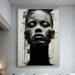 woman art print ,Portrait Woman , Black and white, Woman Portrait Print, Minimalist Art, Woman Face Print , Abstract face