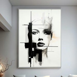 Black and white, woman art print | Portrait Woman | Woman Portrait Print | Minimalist Art | Woman Face Print ,Abstract face