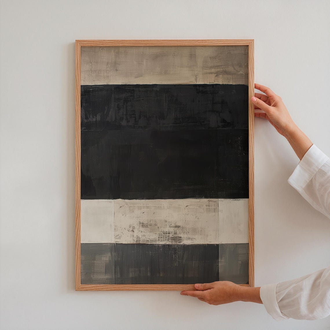 Black and White Abstract Stripe Print: Modern Minimalist Wall Art ...