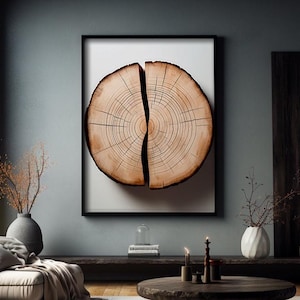 Tree Rings Print: Vintage Woodcut Style Botanical Wall Art (Digital Download)