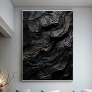 Arte murale con texture nera: stampa minimalista in gesso (download digitale)