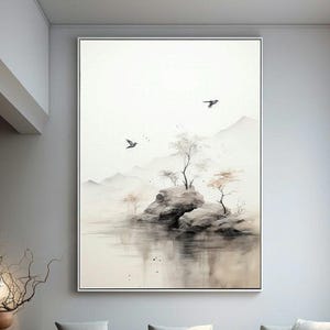 Japanese Wall Art Misty Landscape | Zen Modern Wall Art | Japanese Landscape Art | Landscape Wall Art | LARGE PRINTABLE Art  t-255