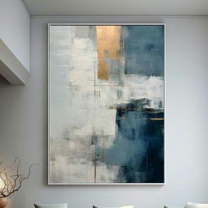Gold and Navy Blue | Gray and White Abstract Art | Modern Art Painting | Brush Strokes | Minimalist Digital Wall decor art | t-29