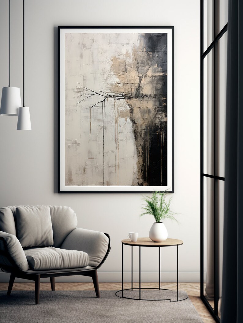 Abstract Painting Tree Abstract Wall Art Neutral Wall Art Living Room ...