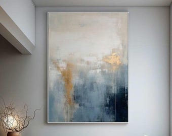 Navy Blue | Gray and Gold Abstract Art | Modern Art | Painting Brush Strokes | Minimalist Digital Wall Decor Art | t-28