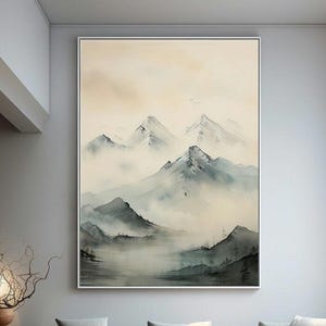 Mountain Art Print, Landscape Wall Art, Watercolor Mountain Print, Midcentury Modern Decor, Watercolor Print, Boho Prints, Printable Art
