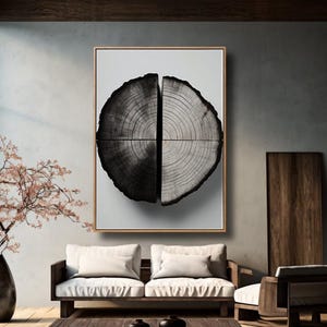 Tree Rings Art Print: Black & White Nordic Home Decor (Digital Printable)