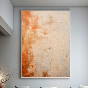 Orange Abstract Painting | Beige Minimalist Art | 3D Texture Art | Orange Abstract | Art Brown Wall Art  Large PRINTABLE Art | t-222