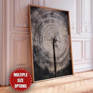 Impresión de anillos de árboles: xilografía minimalista (descarga digital)