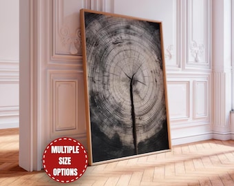 Tree Rings Wall Art | Print Botanical Wall Art | Wood Prints | Minimalist Vintage Woodcut Art | Abstract Nature, Modern Art PRINTABLE | t-61