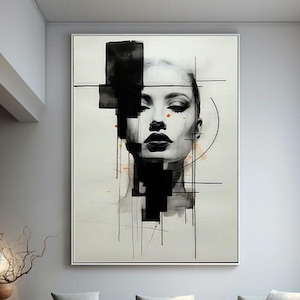 woman art print ,Portrait Woman , Black and white, Woman Portrait Print, Minimalist Art, Woman Face Print , Abstract face