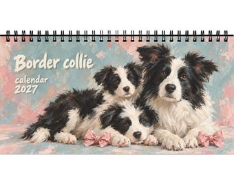 Tischkalender mit Border-Collie-Motiv | Spiralkalender, 2027
