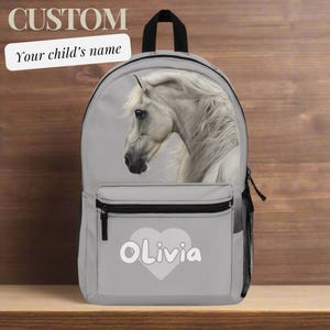 Sac à dos cheval personnalisé pour enfant - Sac à dos personnalisé imperméable pour la maternelle, la garderie et l'école