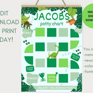 Editable Potty Chart, Printable Dinosaur Potty Chart, Potty Reward ...