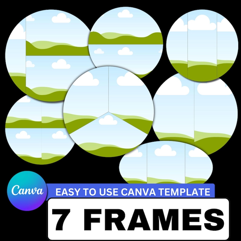 Circle Sections Canva Frames Template, Drag & Drop Photo Design ...